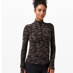 Lululemon Run Briskly 1/2 Zip Heritage Camo Black Lunar Rock shirt top Size 10